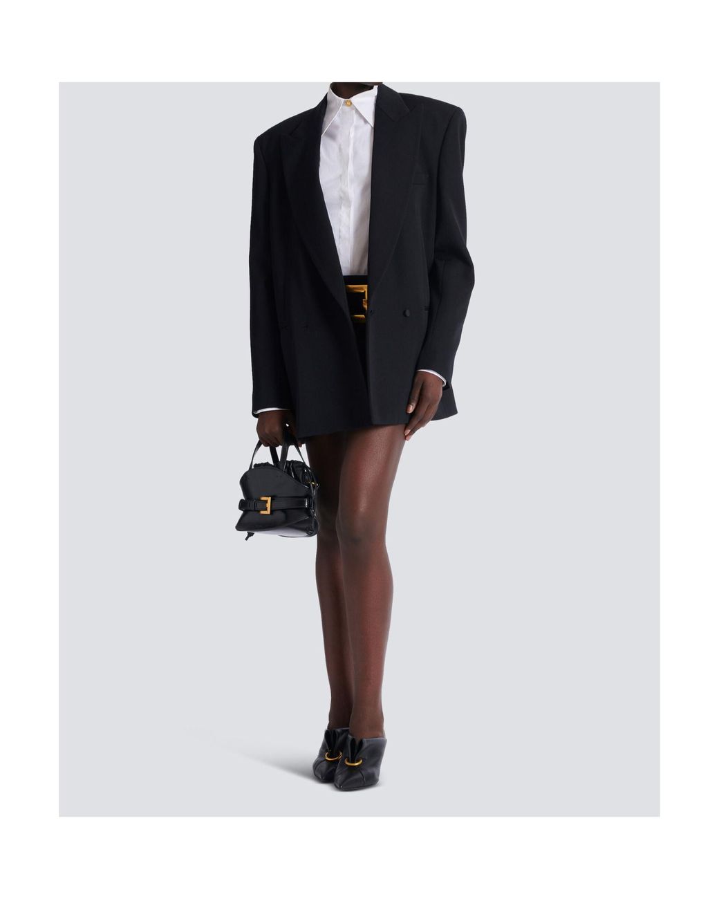 Balmain Blue Oversized Grain De Poudre Jacket