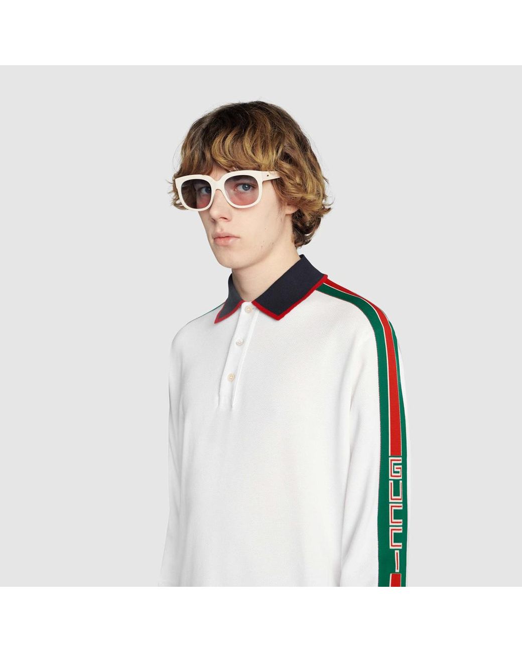Gucci Multicolor Cotton Polo With Stripe for men