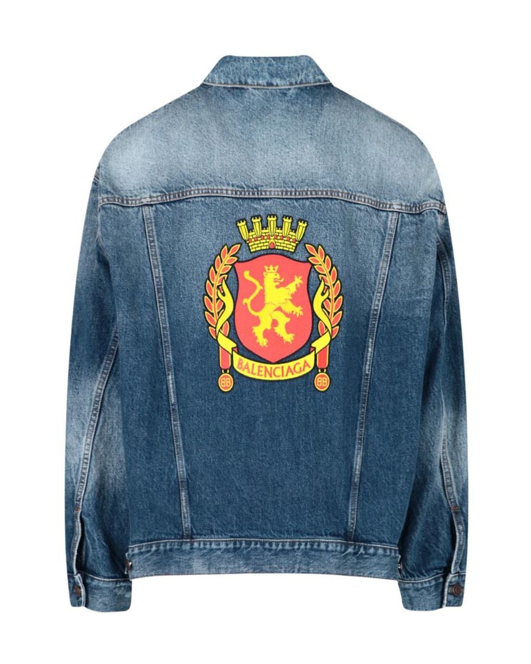 Balenciaga Blue Logo Denim Jacket for men