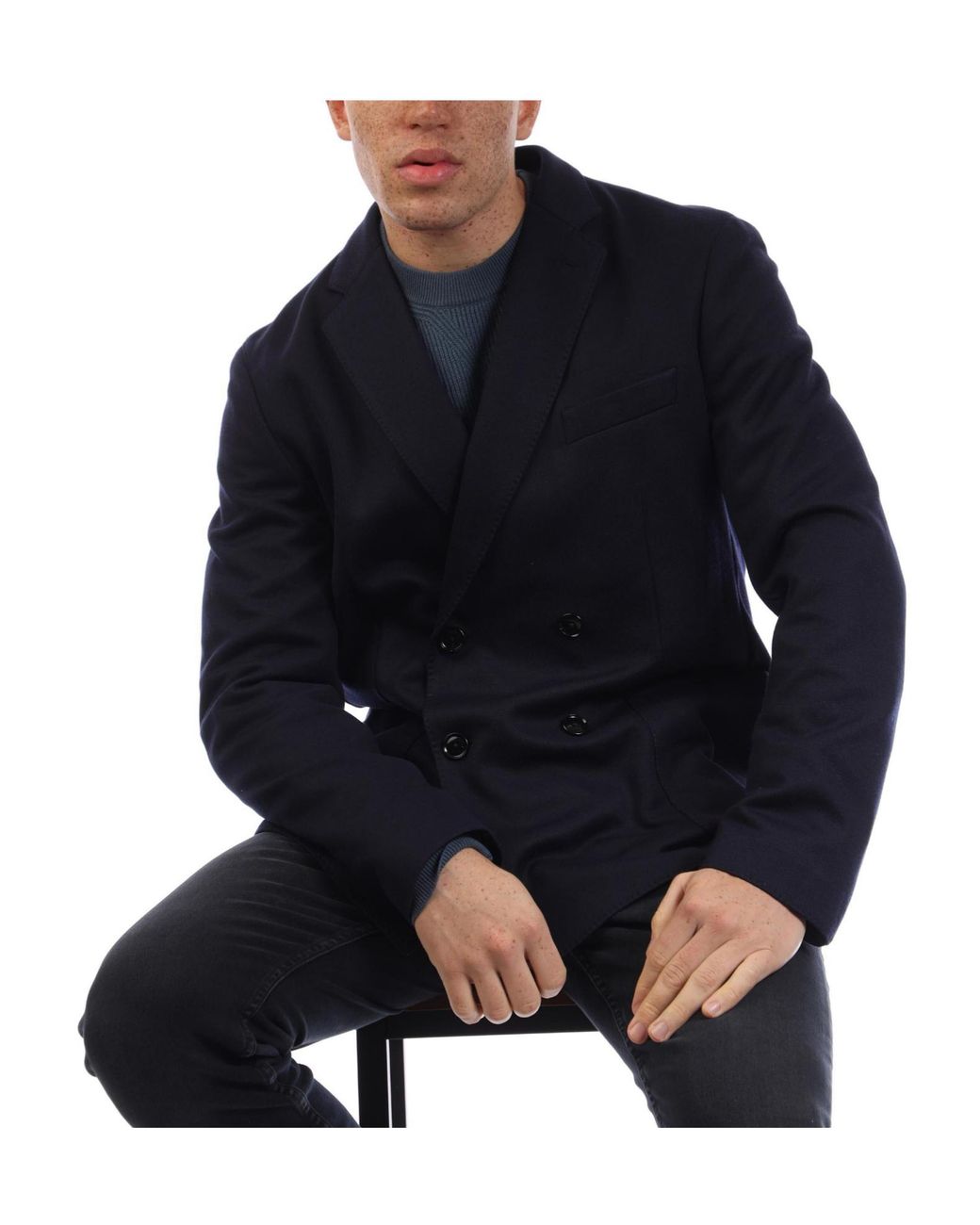 Boss Blue Double-Breasted Blazer for men