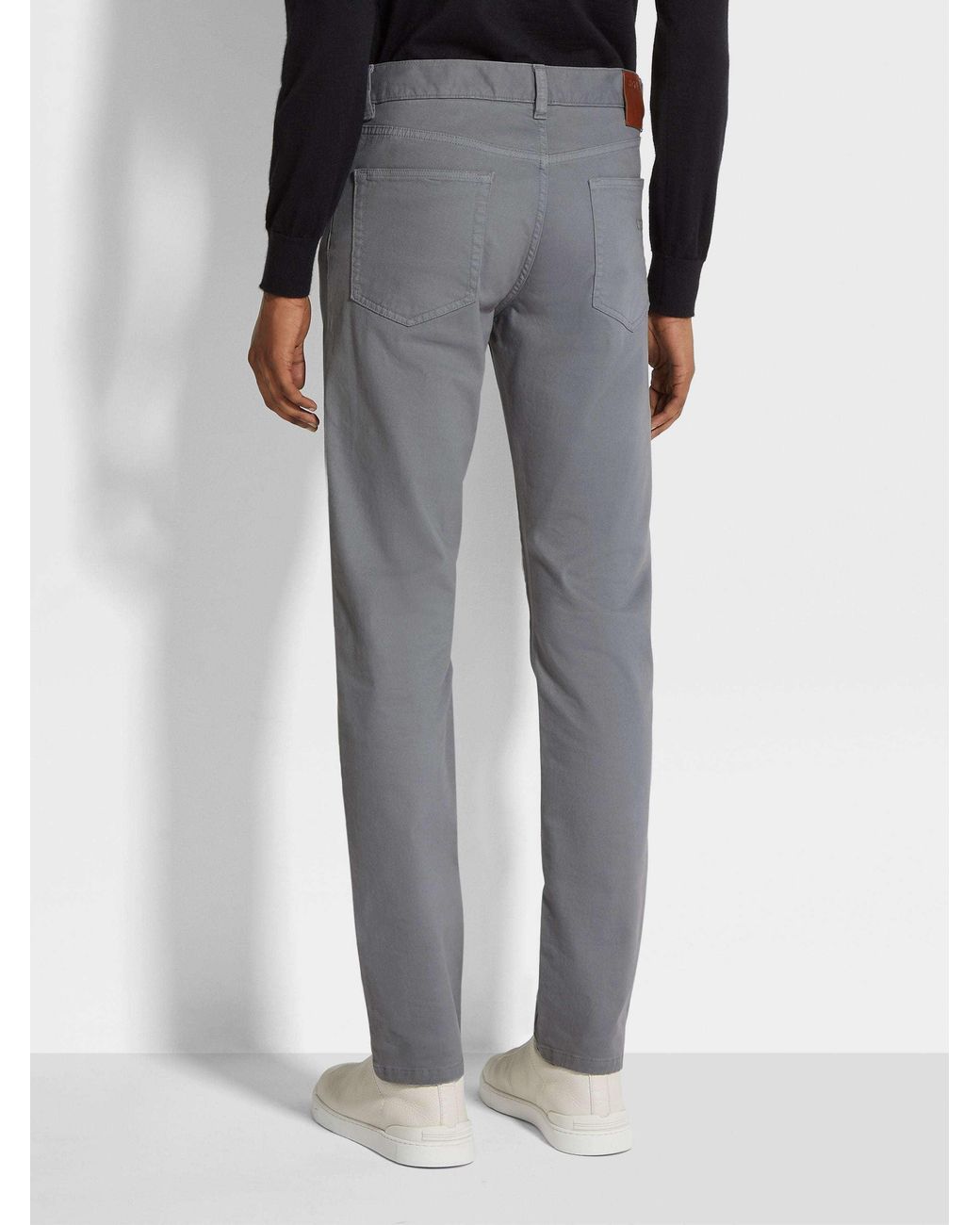 Zegna Gray Logo Patch Slim-Cut Jeans for men