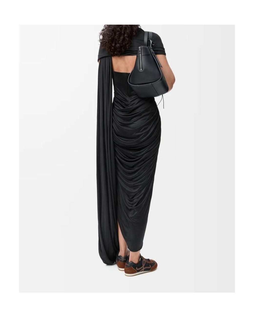 Loewe Black Gathered Draped Sleeveless Dress