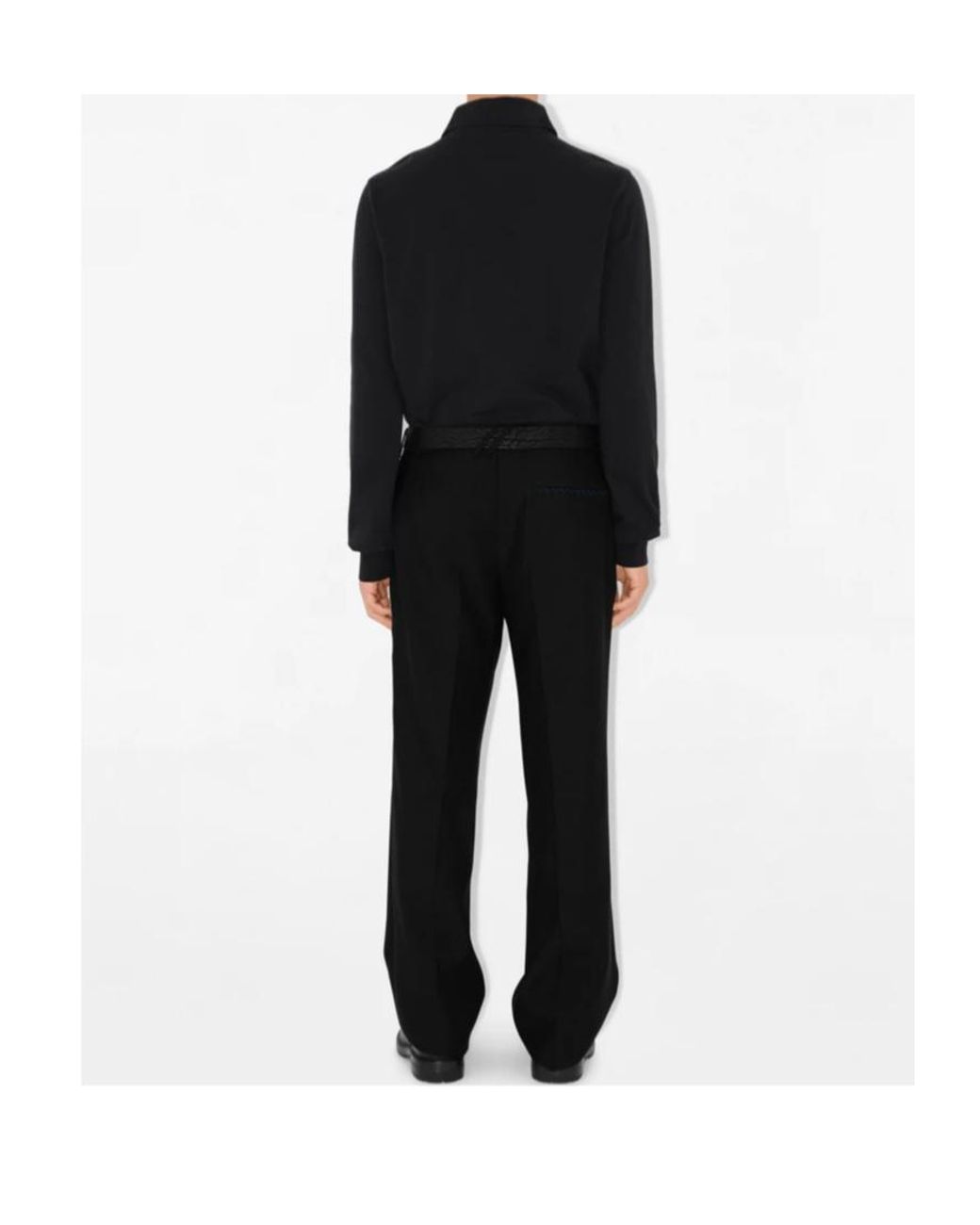 Burberry Black Long-Sleeve Cotton Polo Shirt for men