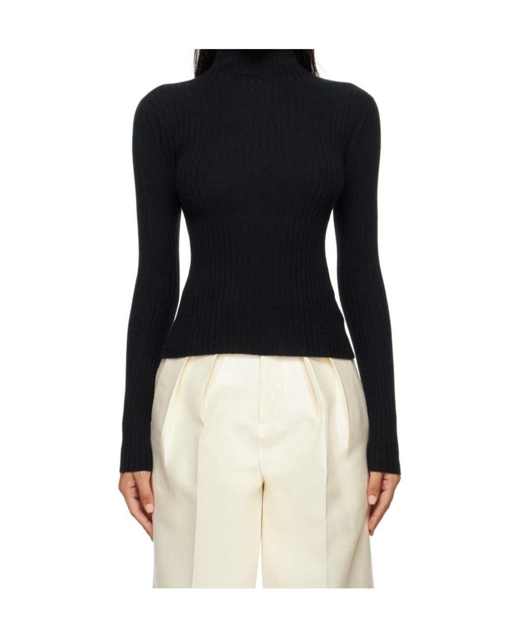 arch4 Black Ribbed Cashmere Sweater