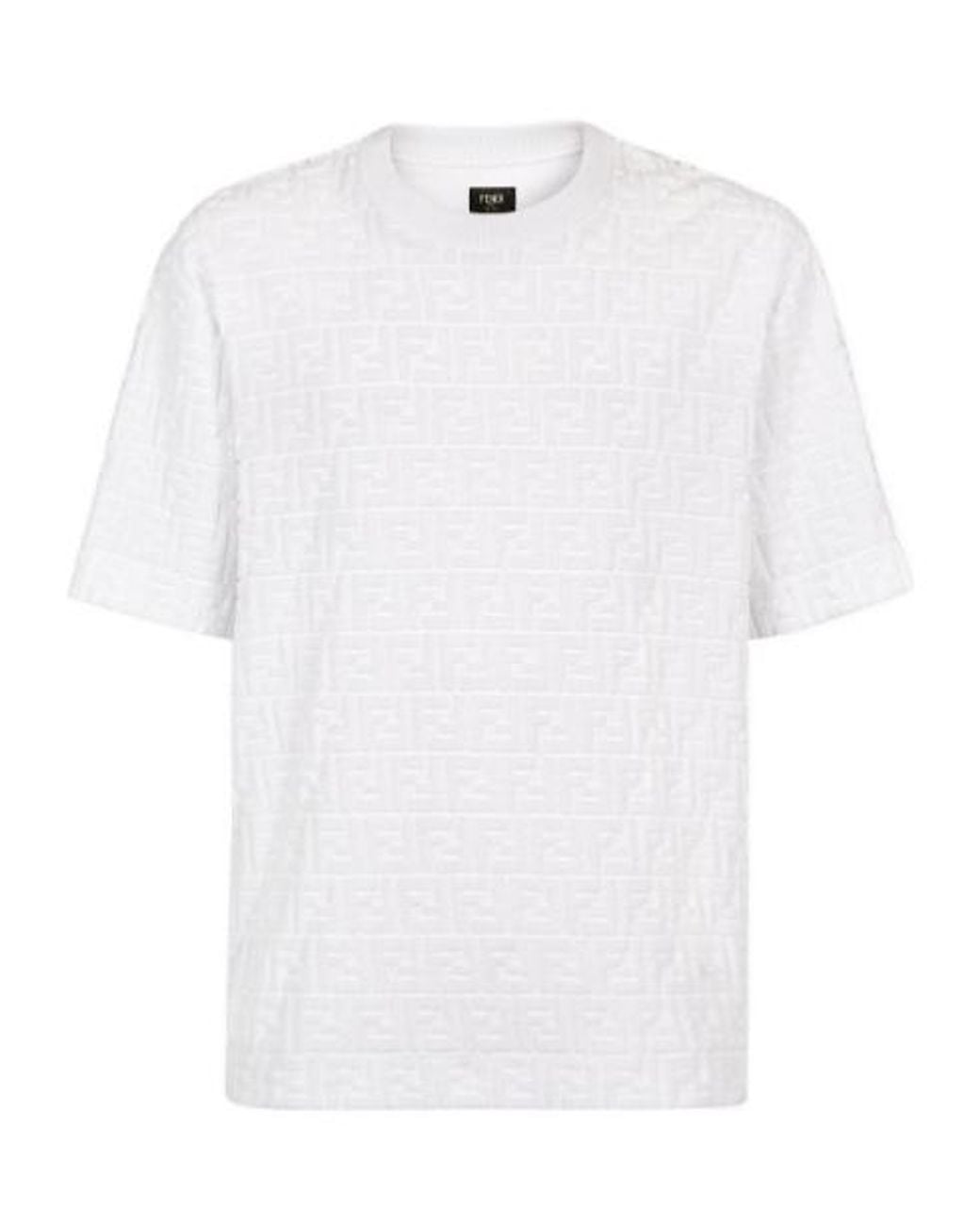 Fendi White Ff Terry Crewneck T-Shirt for men