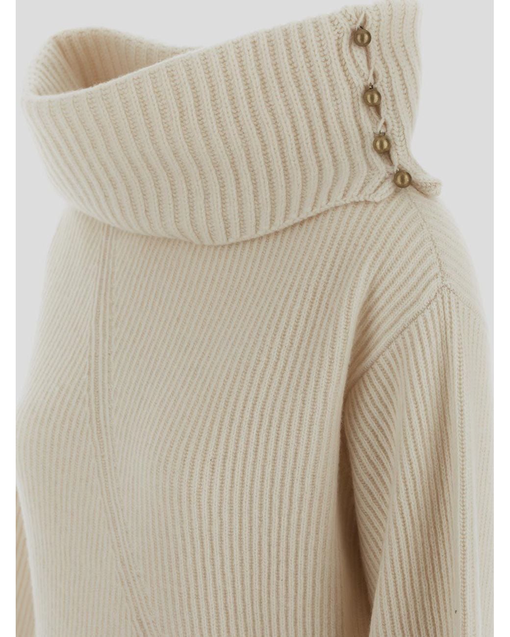 Stella McCartney White Asymmetric Button-Embellished Jumper