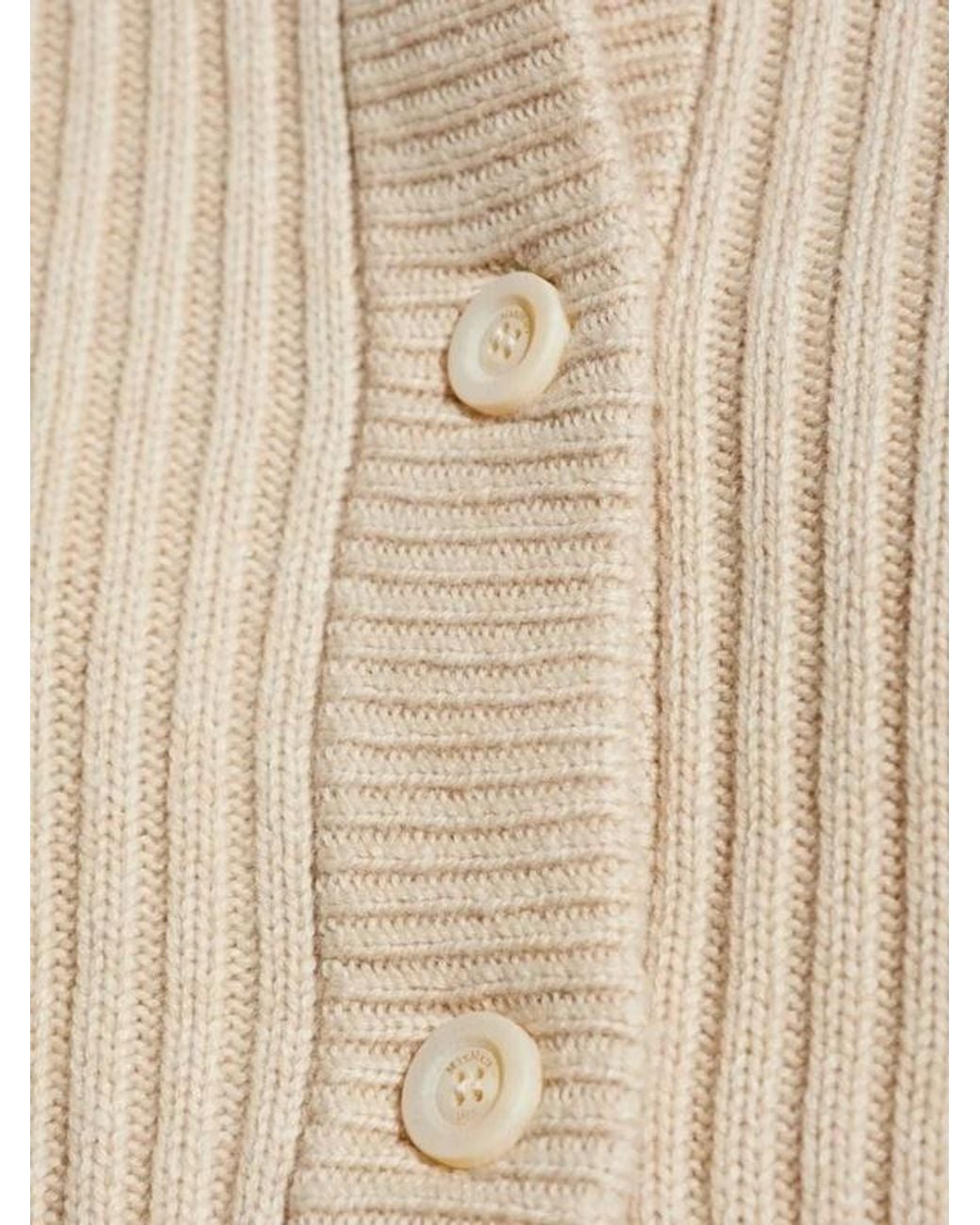 Max Mara White Afelio High Neck Button-Up Cardigan