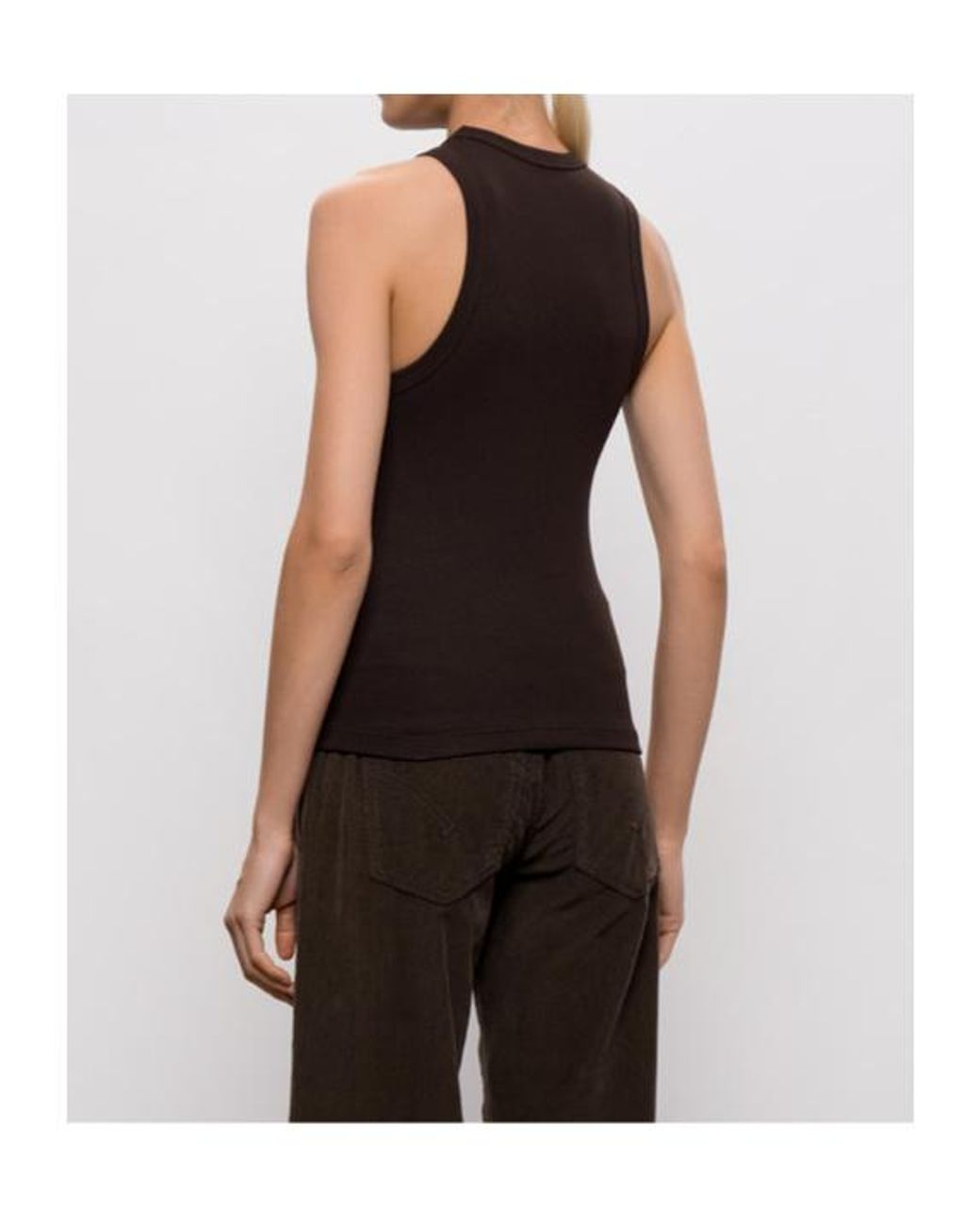 Dondup Brown Fine-Ribbed Stretch Tank Top