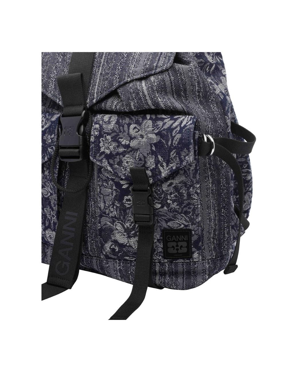 Ganni Black Patterned Backpack