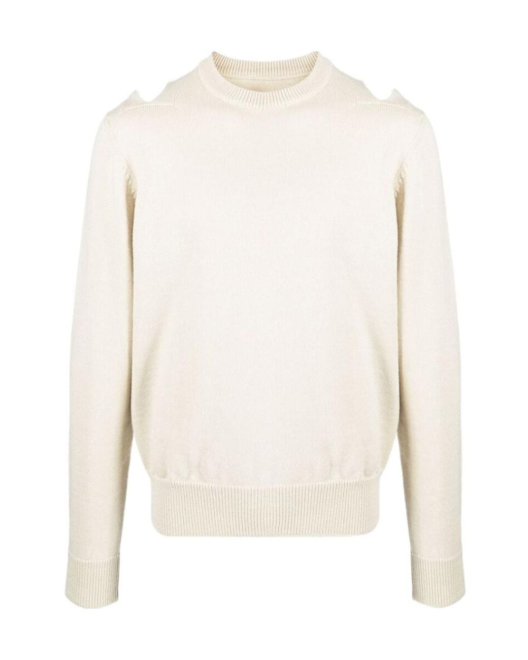 Jil Sander White Cut-Out Detailed Crewneck Jumper for men
