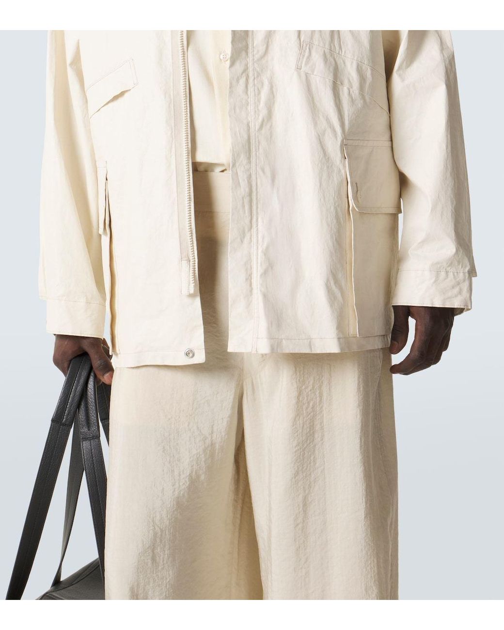 Lemaire White Long-Sleeved Hooded Raincoat for men