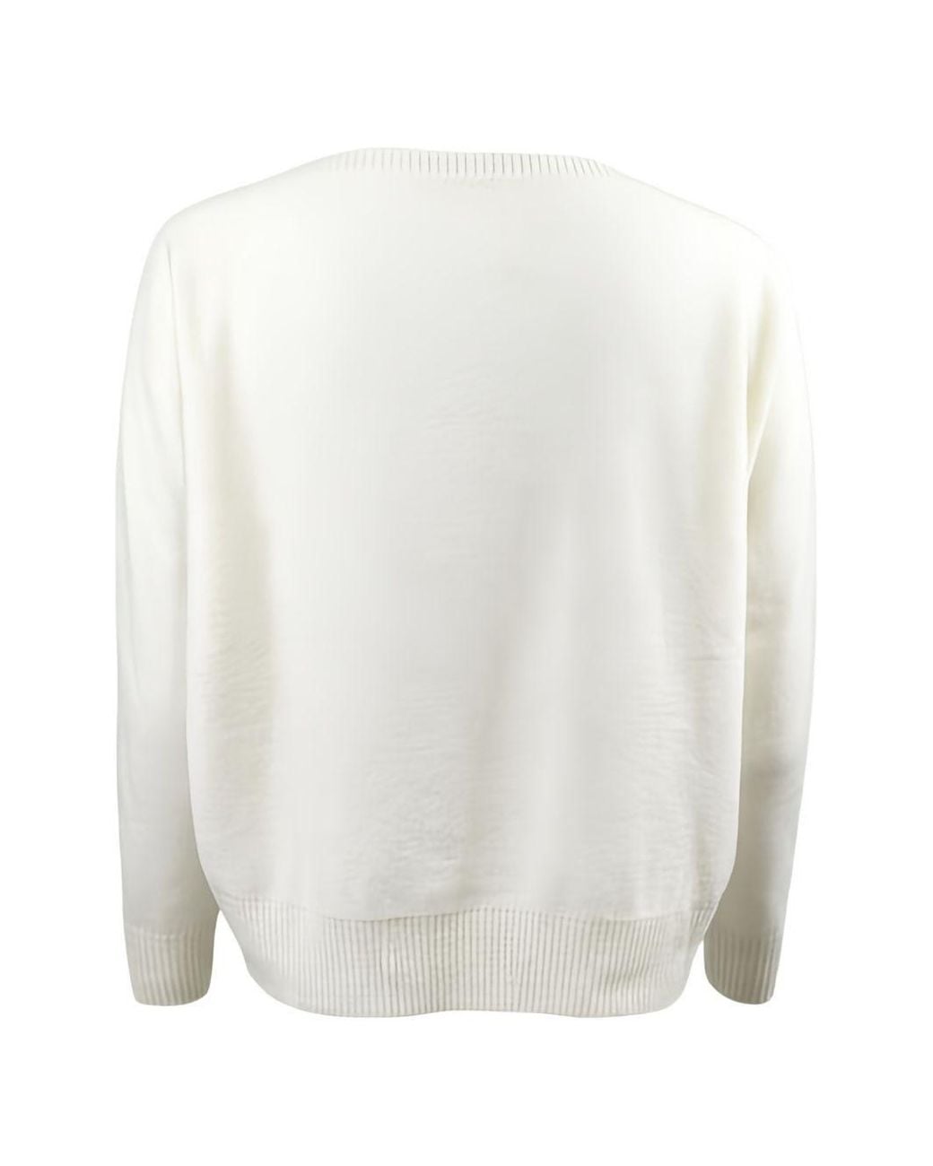 D.exterior White Long-Sleeved Sweater