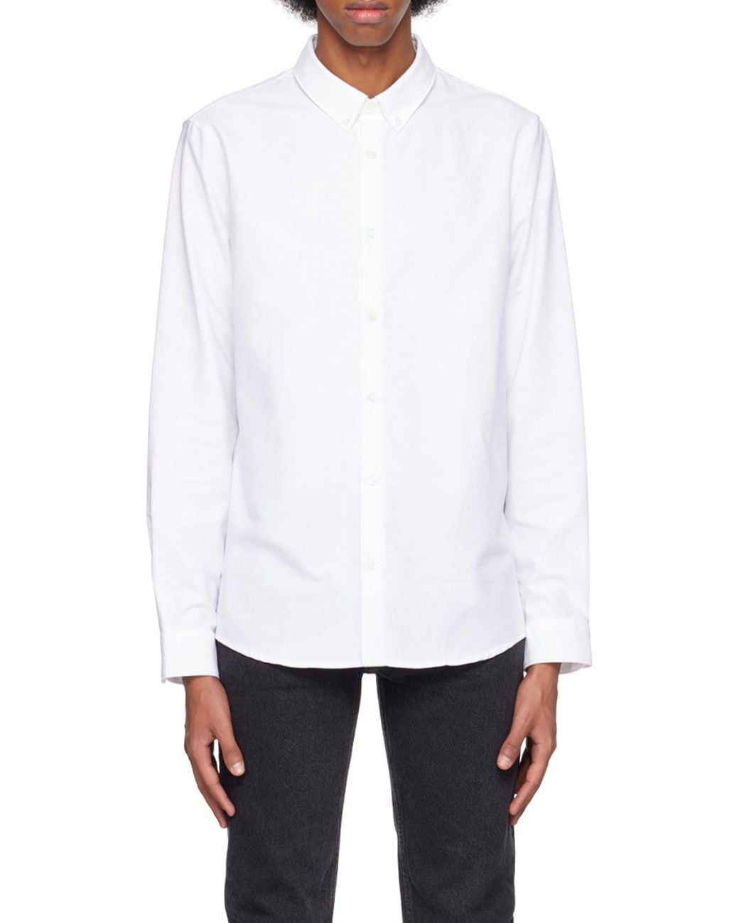 A.P.C. White Buttoned Long-Sleeved Shirt for men