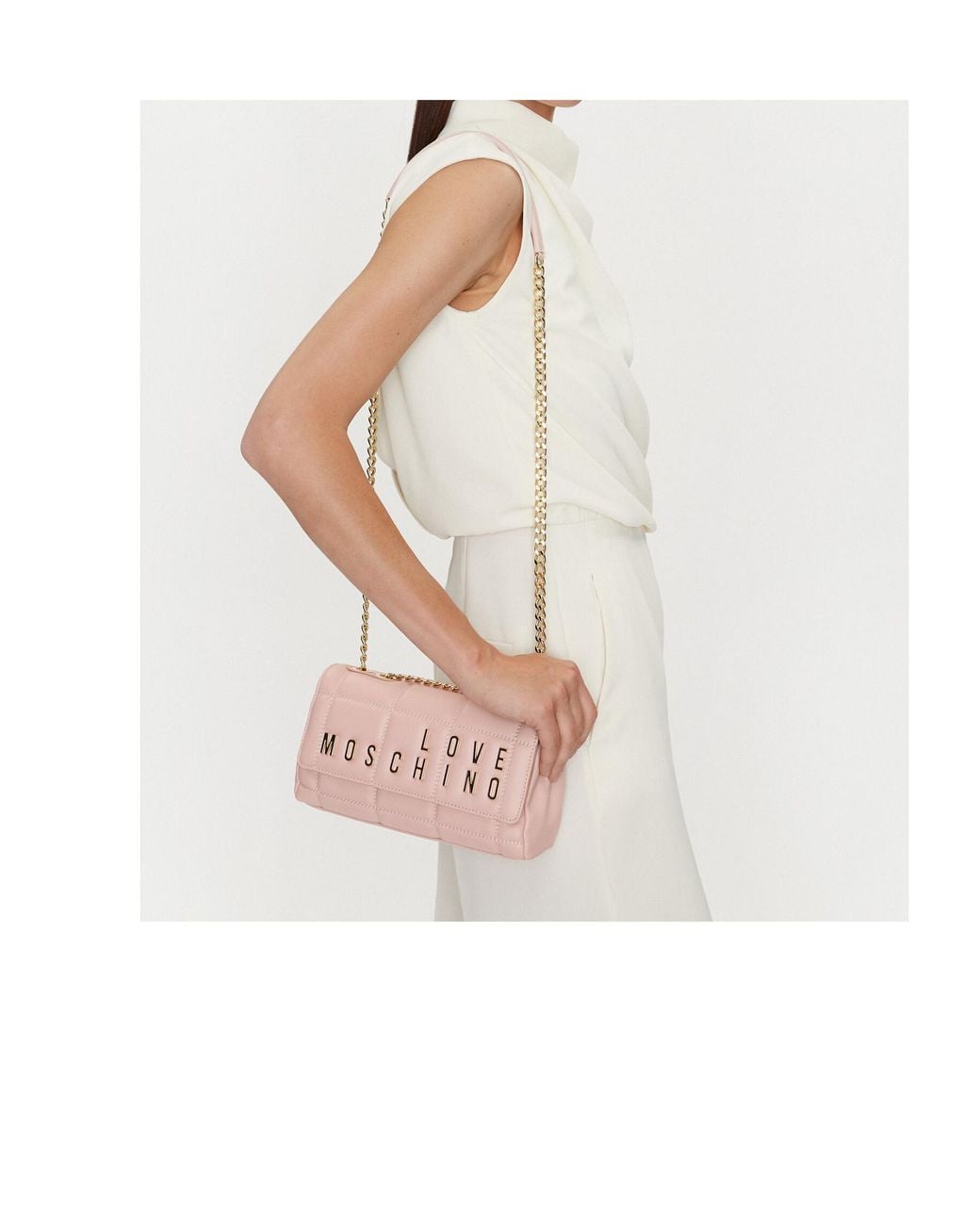 Moschino Pink Logo-Appliqué Cross-Body Bag
