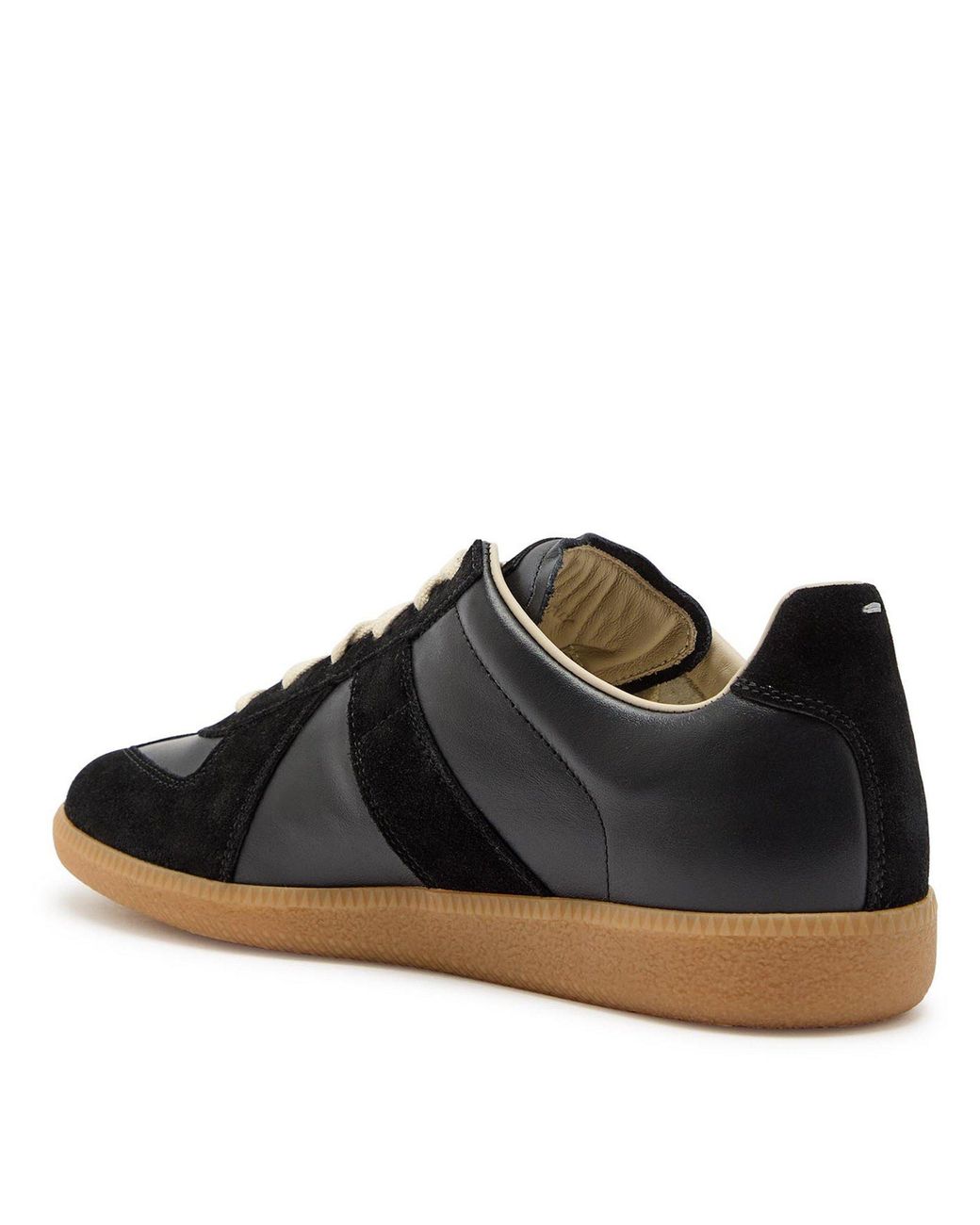 Maison Margiela Black Fur And Suede Patchwork German Training Shoes