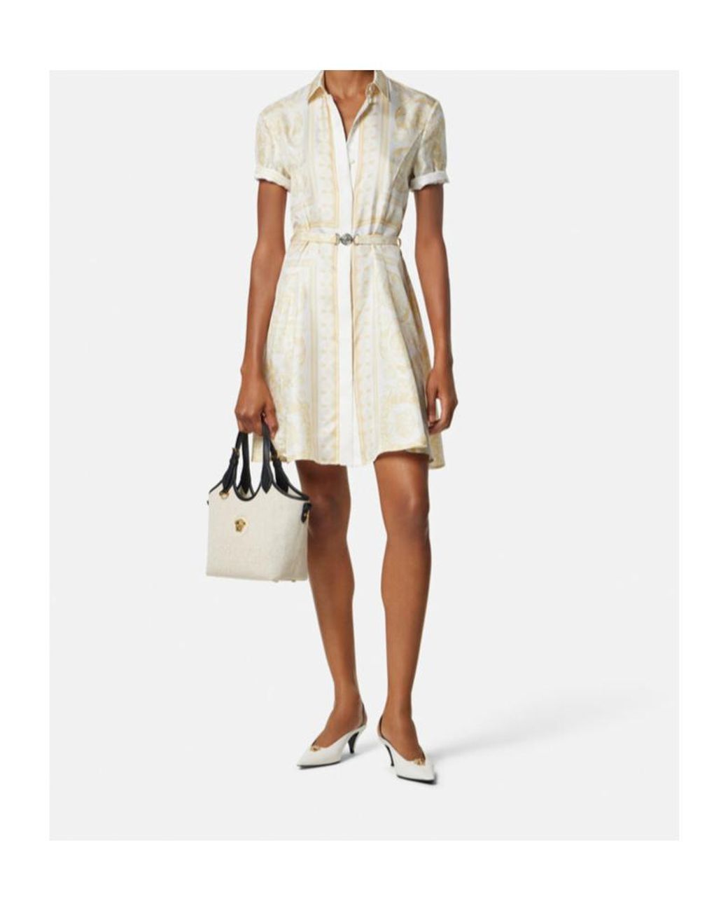 Versace White La Medusa Mini Tote Bag