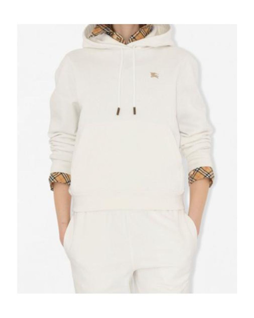Burberry White Ekd Embroidered Drawstring Hoodie