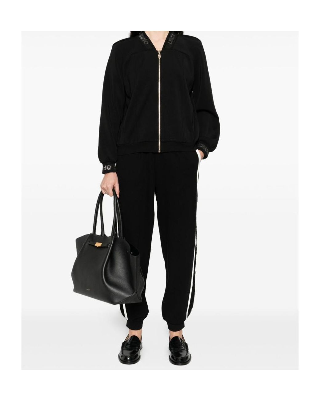 Liu Jo Black Side-Stripe Drawstring Joggers