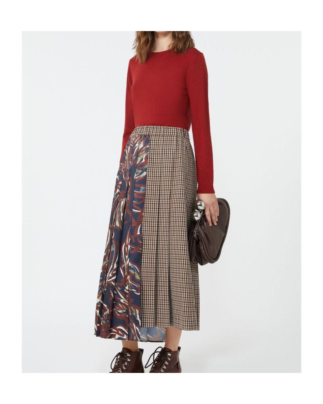 Weekend by Maxmara Red Silk And Wool Yarn Pullover