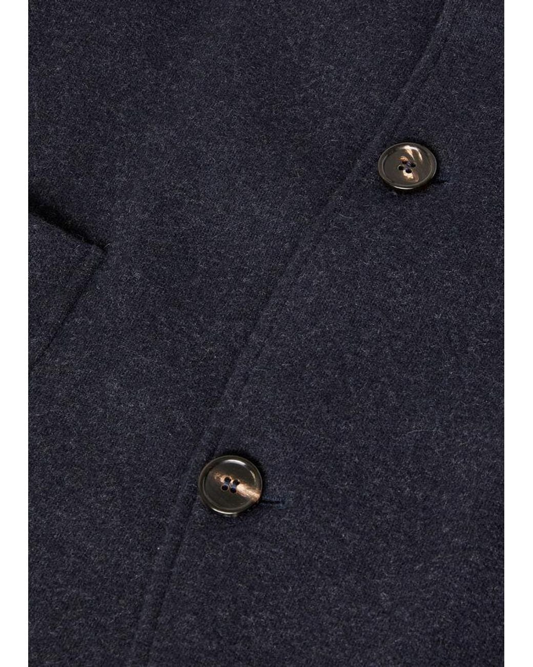 Loro Piana Blue Button-Up Suede-Cashmere Jacket for men