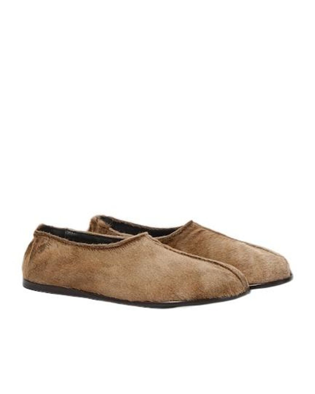 Lemaire Brown Calf-Hair Slip-On Shoes for men