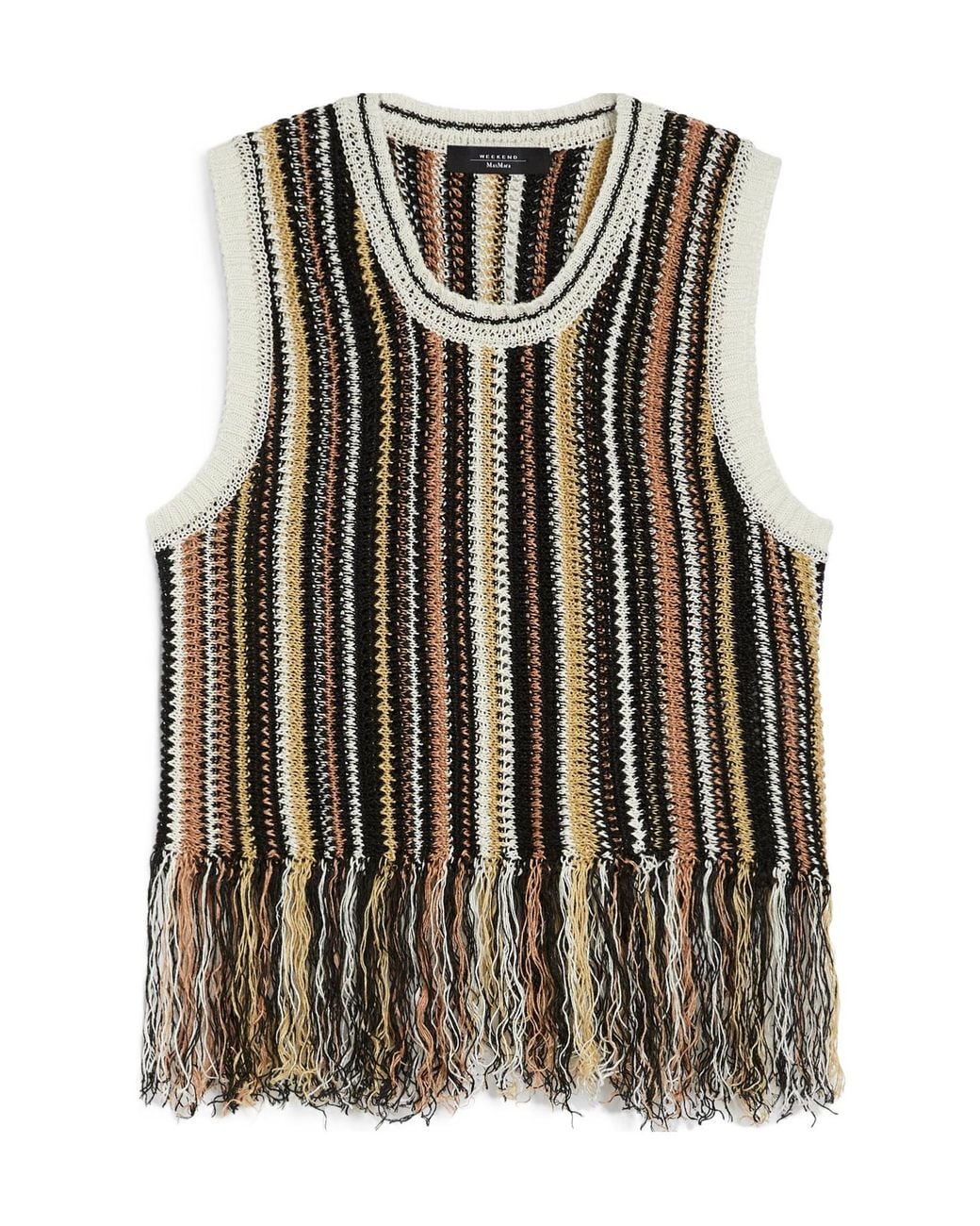 Weekend by Maxmara Multicolor Linen Top With Fringes