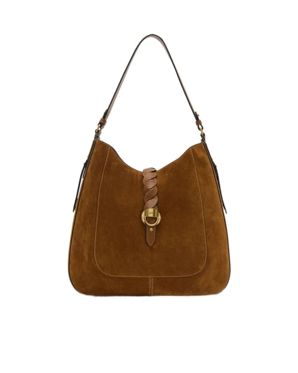 Isabel Marant Brown Logo Engraved Hobo Bag