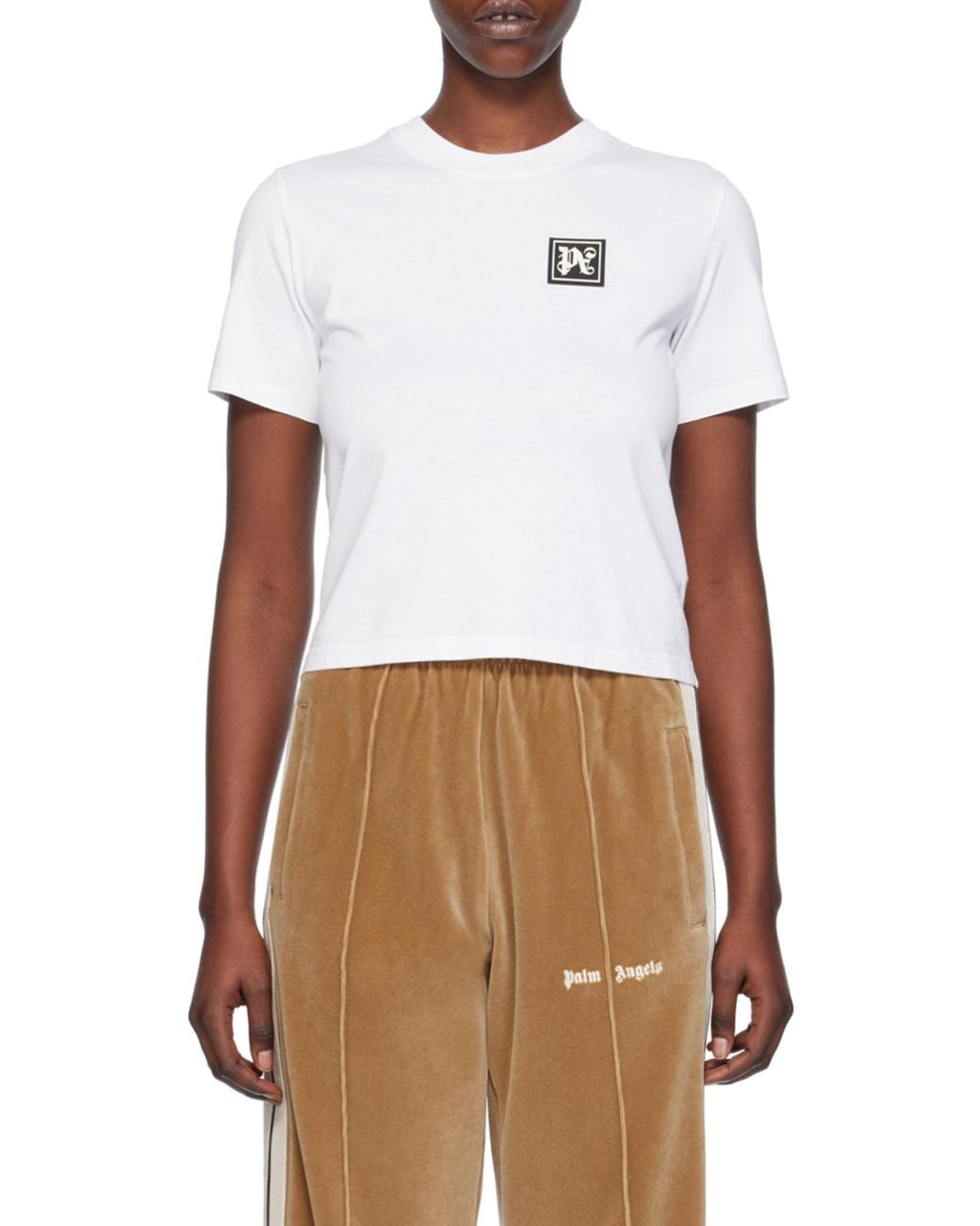 Palm Angels White Logo Patch Crewneck T-Shirt