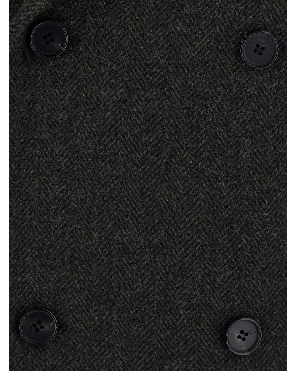 TONYWACK Black Double-Breasted Herringbone Coat for men