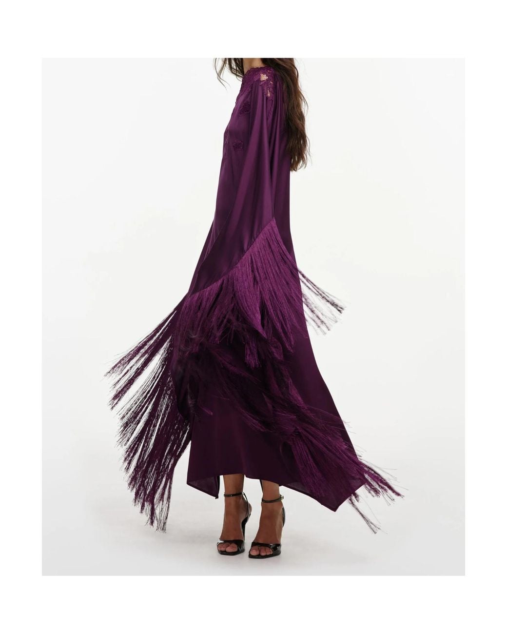 Self-Portrait Purple Jersey Draped Maxi Dress