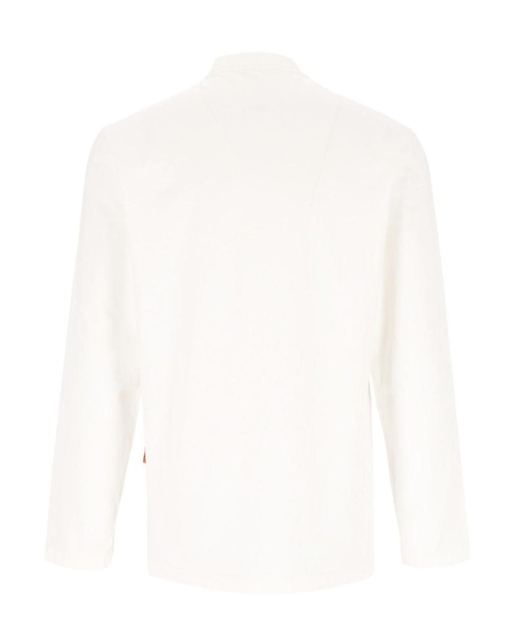 Barena White Long-Sleeved Crewneck T-Shirt for men