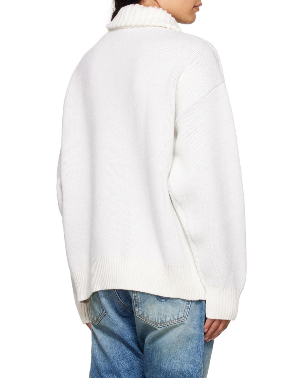 we11done Gray Logo Semi-Zipper Sweater for men