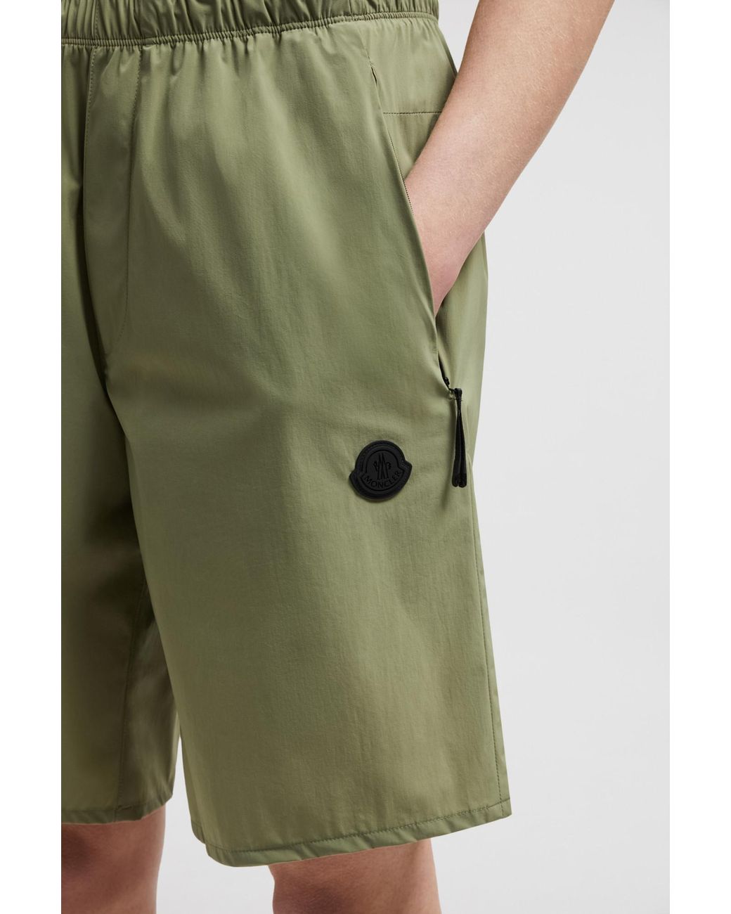 Moncler Green Logo Patch Shorts for men