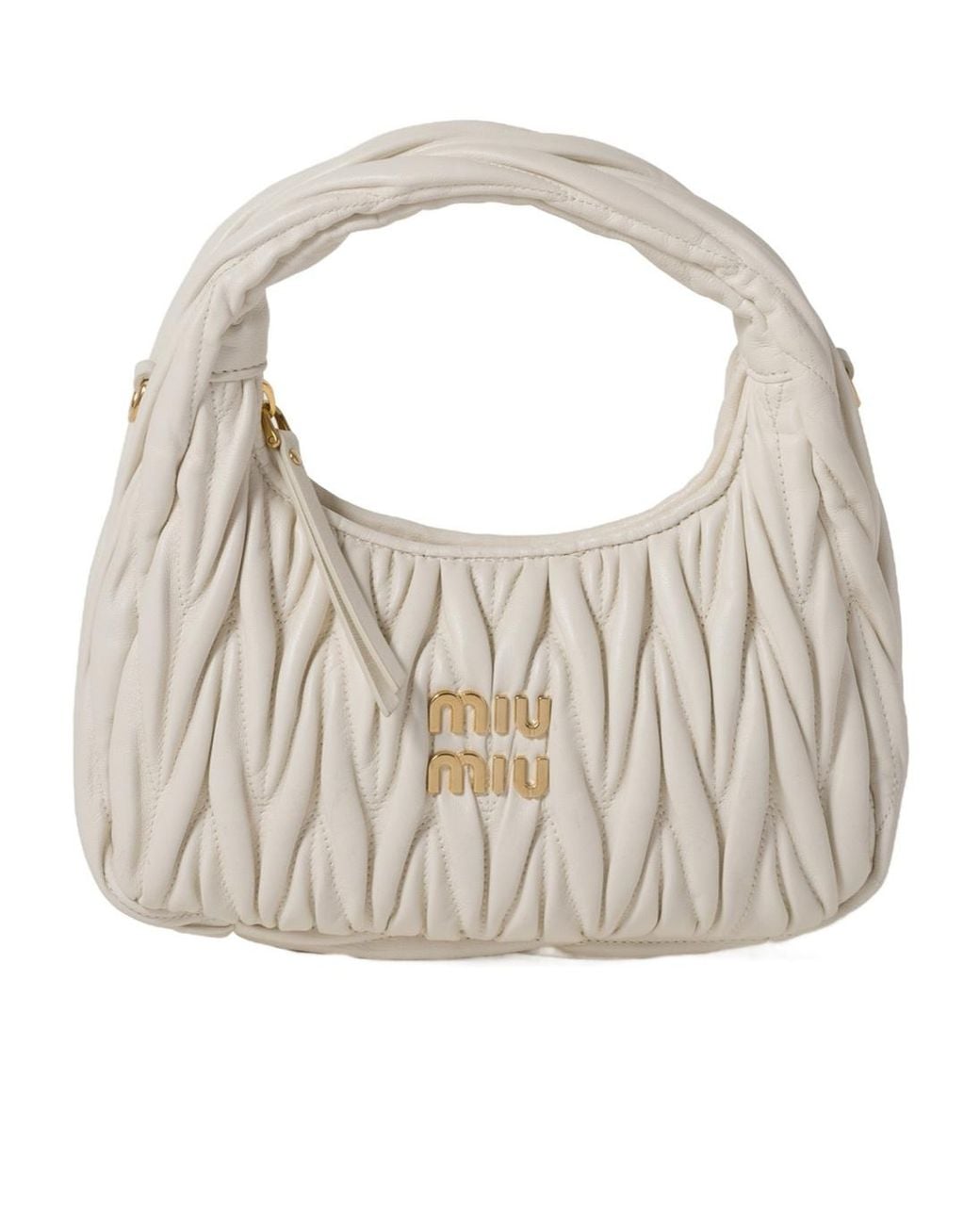 Miu Miu Natural Matelassé Zipped Handbag
