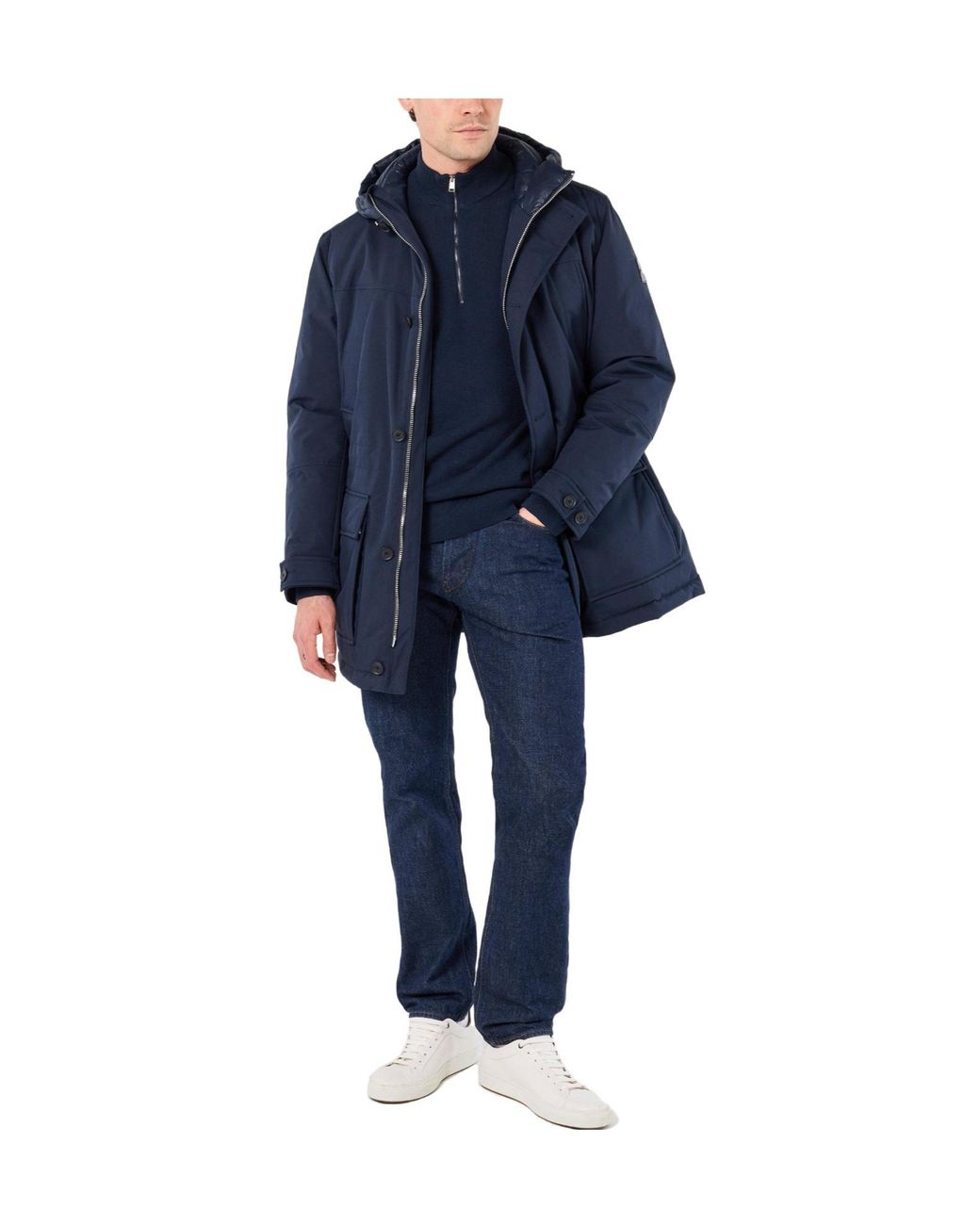 Boss Blue Hooded Long Sleeve Jacket for men