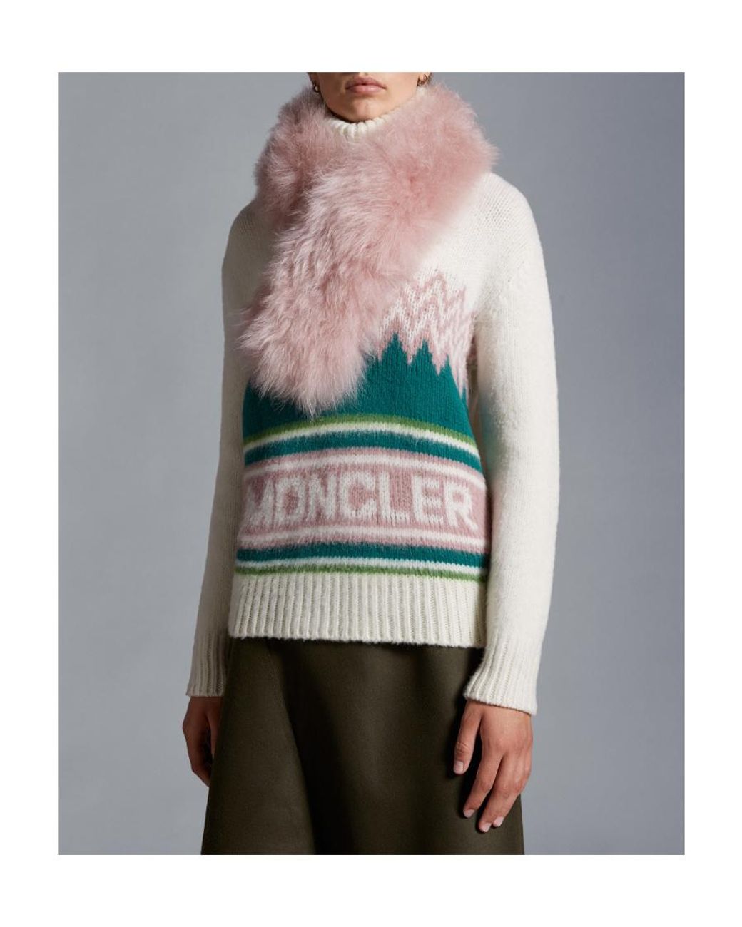 Moncler White Logo Wool Polo Neck Jumper