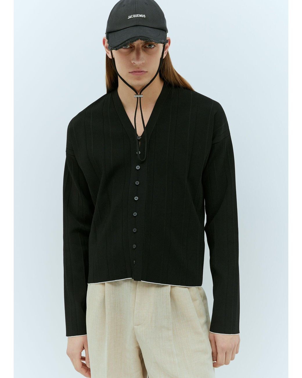Jacquemus Black Logo Distressed-Trim Cap for men