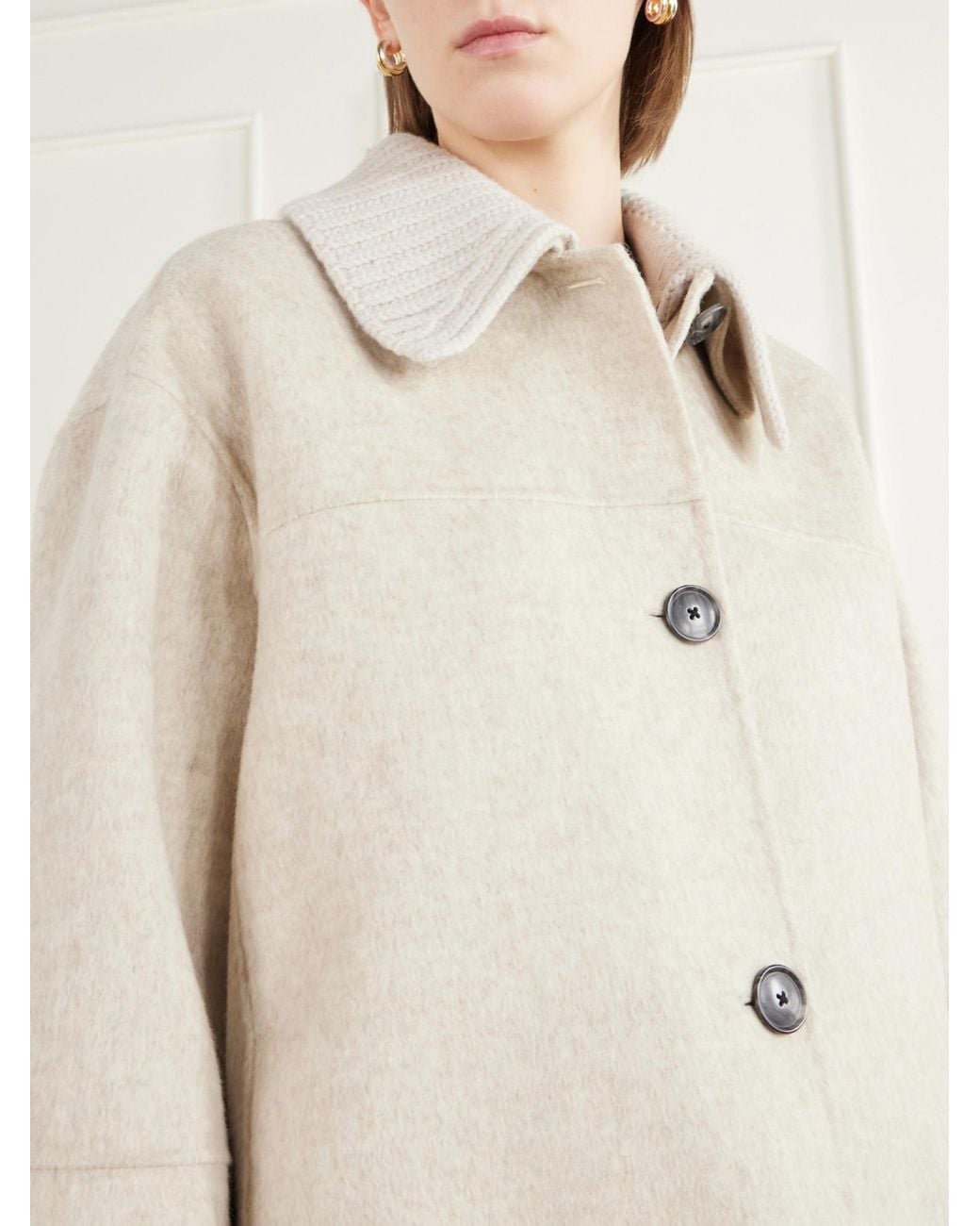 Proenza Schouler Natural Lisa Paneled Rib-Trimmed Wool-Blend Jacket