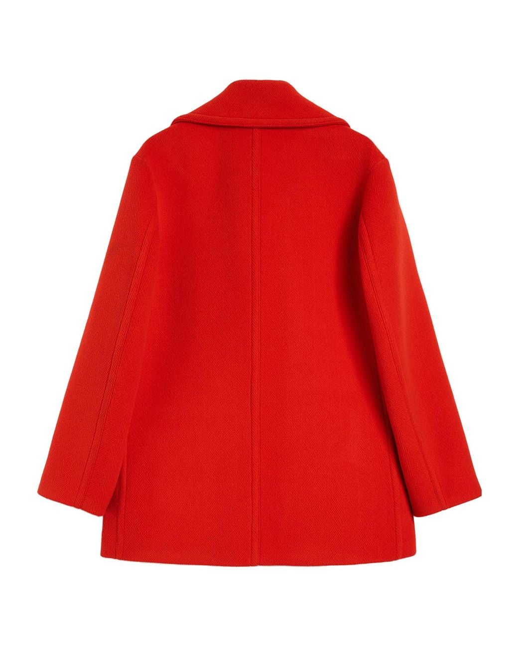 Jil Sander Red Double-Breasted Chevron Coat