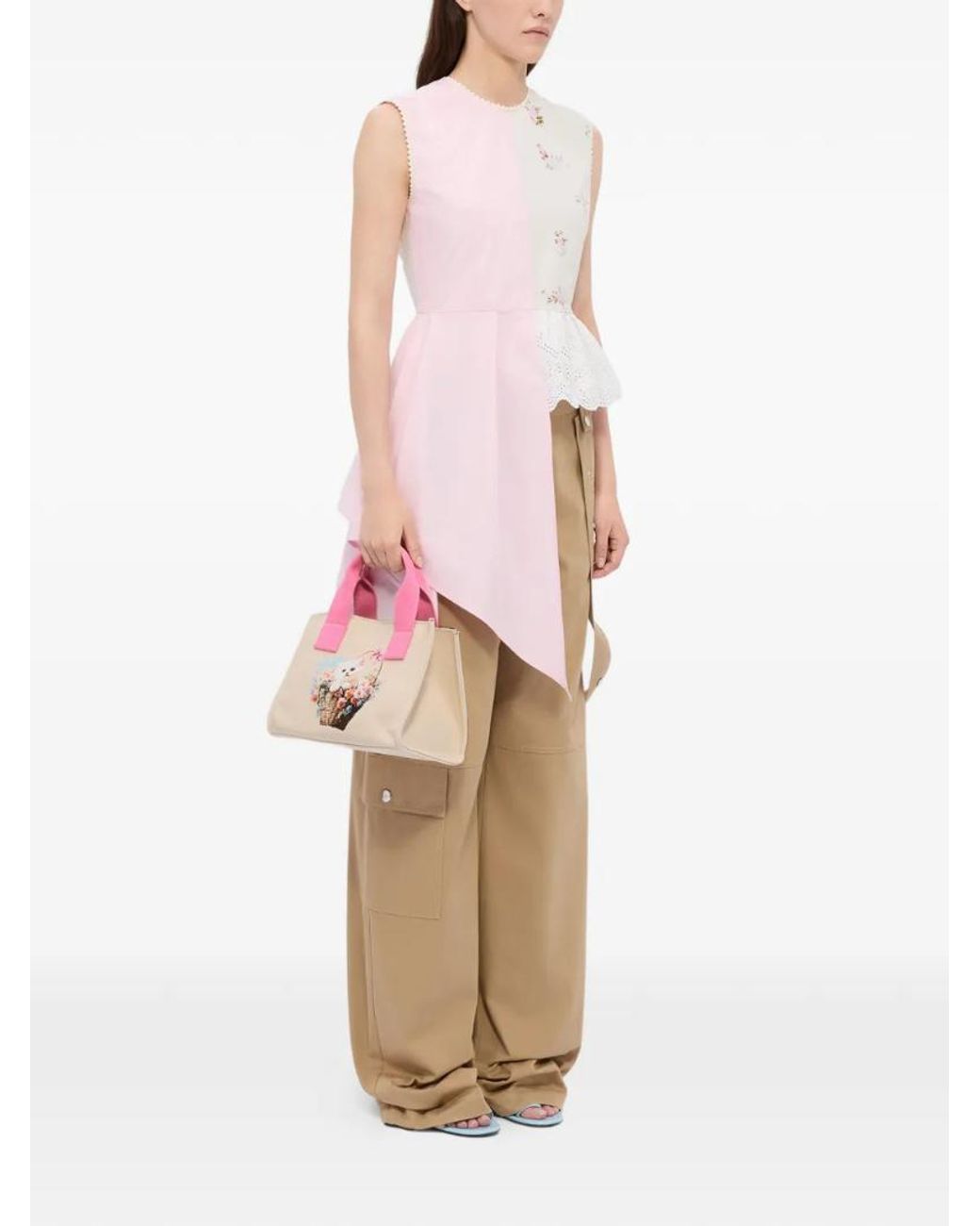 MSGM Pink Small Printed Tote Bag