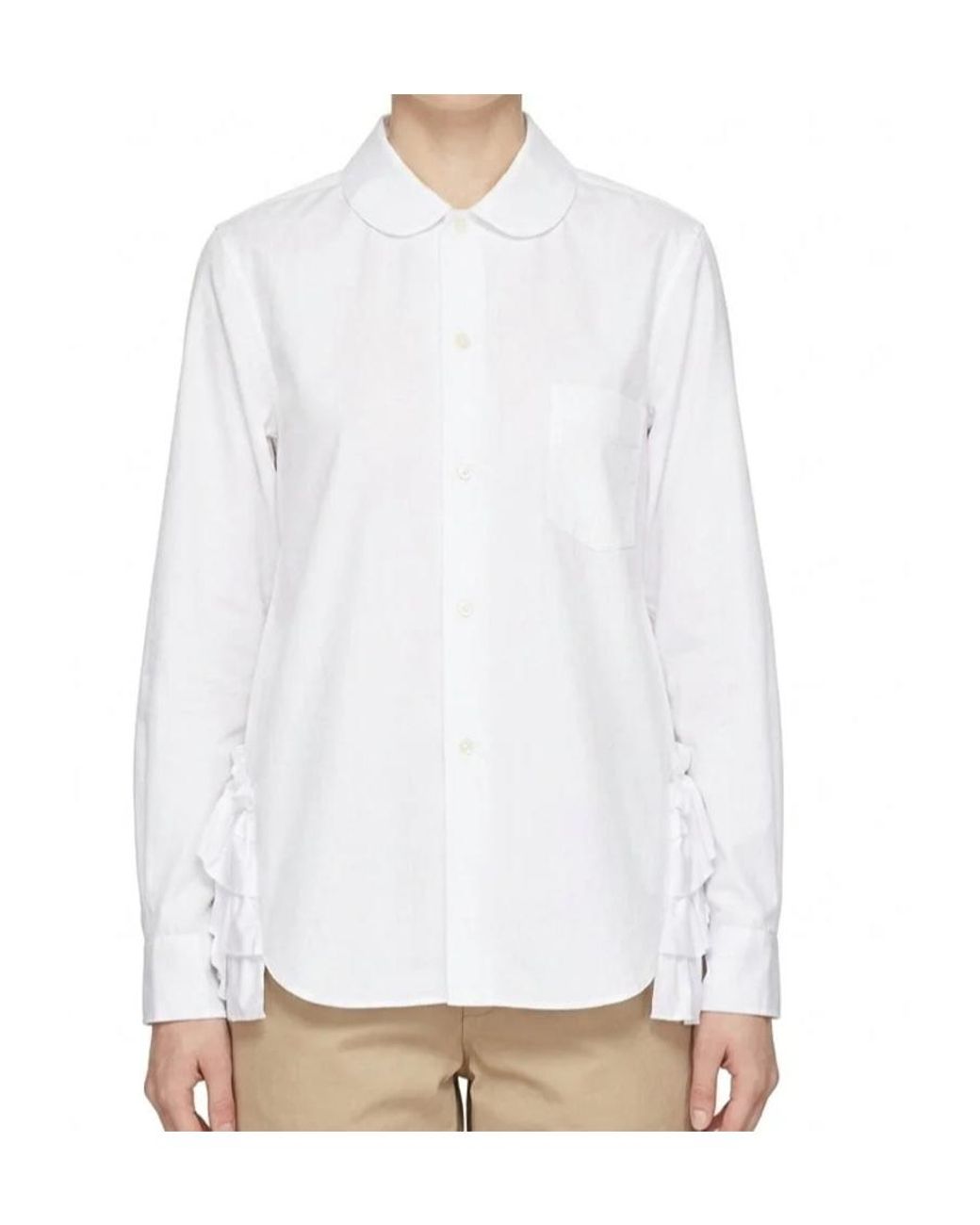 Comme des Garçons White Long-Sleeve Collared Shirt