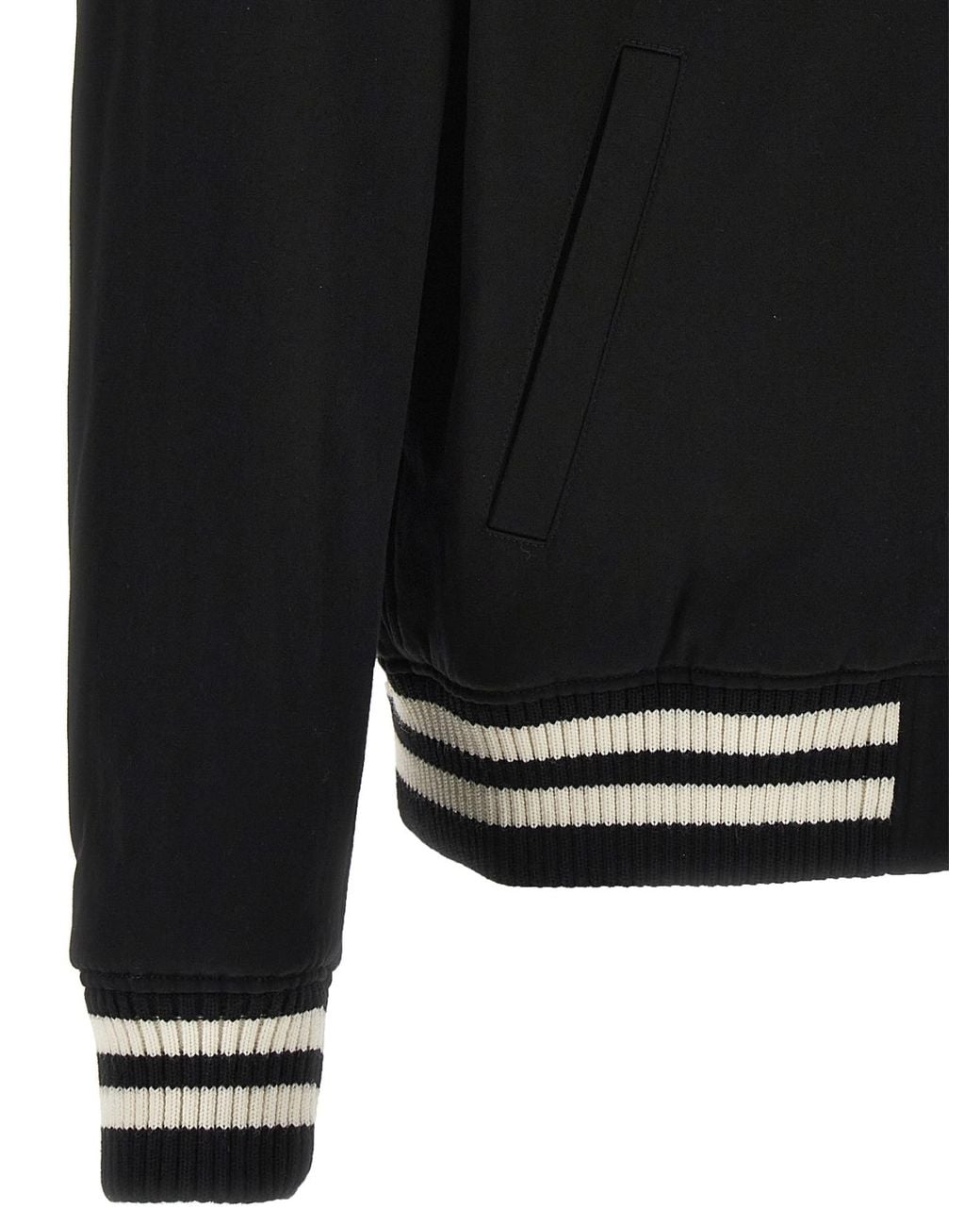 Maison Kitsuné Black Maison Kitsuné Logo Embroidered Bomber Jacket for men