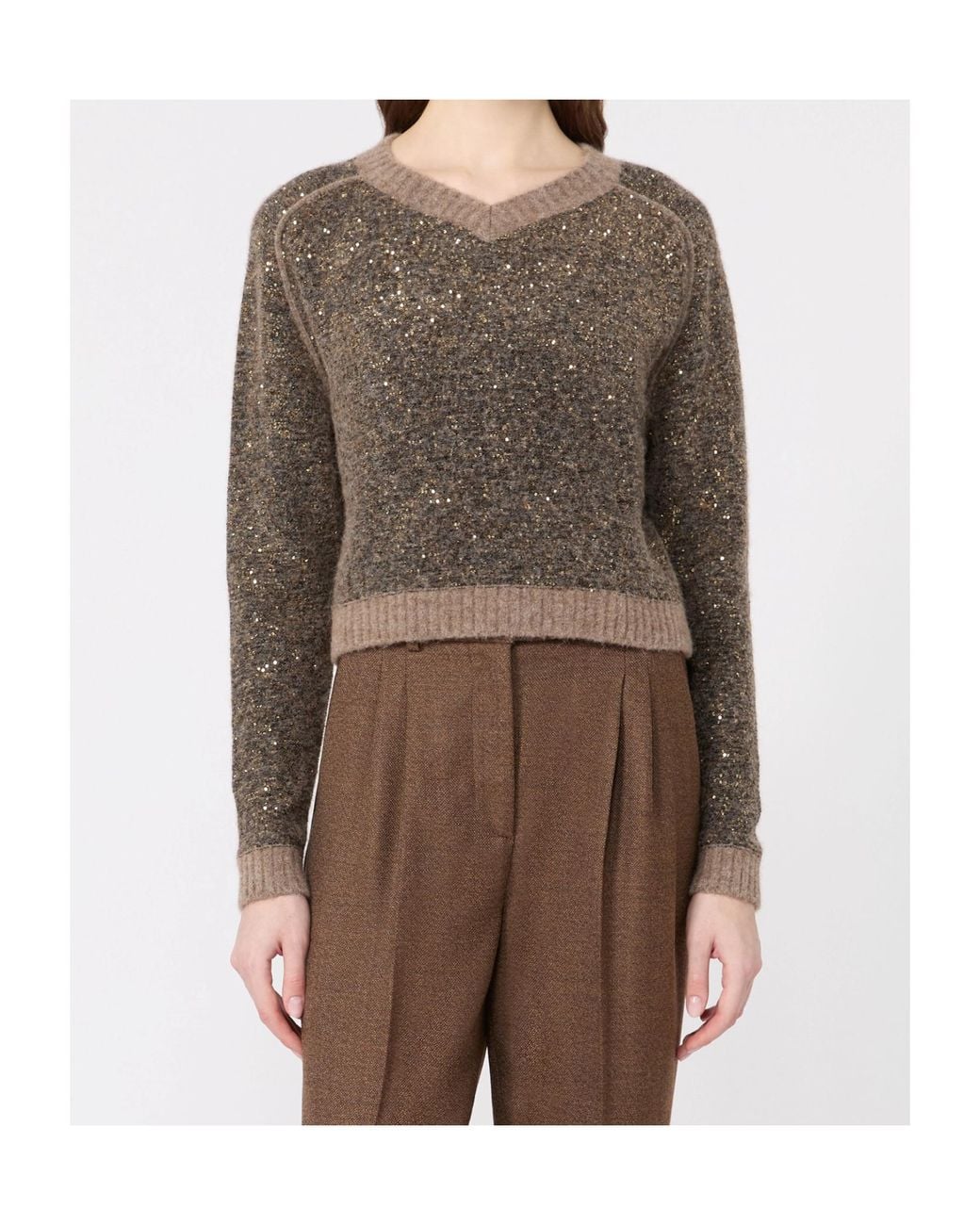 Weekend by Maxmara Green Cropped Alpaca-Blend Sweater