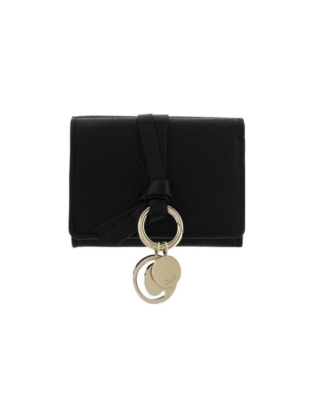 Chloé Black Alphabet Tri-Fold Compact Wallet