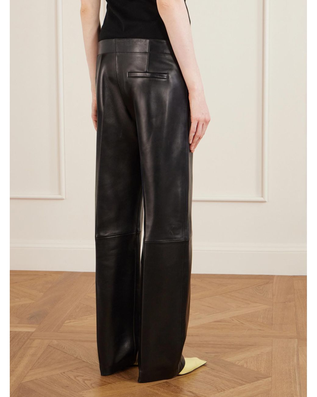 Khaite Black Leather Trousers