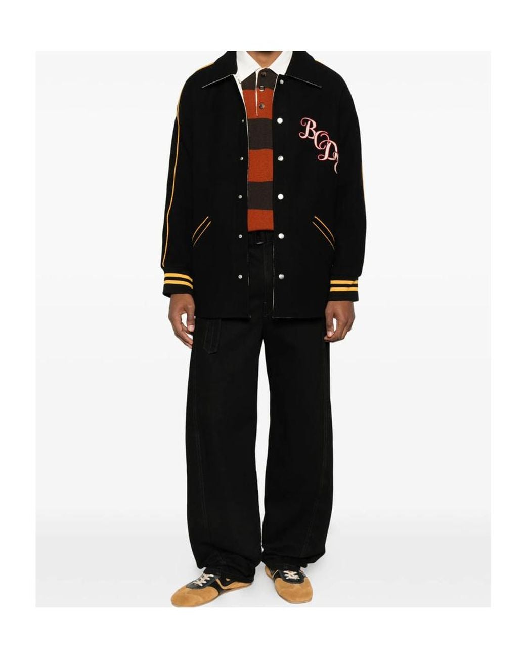 Bode Black Monogram Snap Reversible Jacket for men