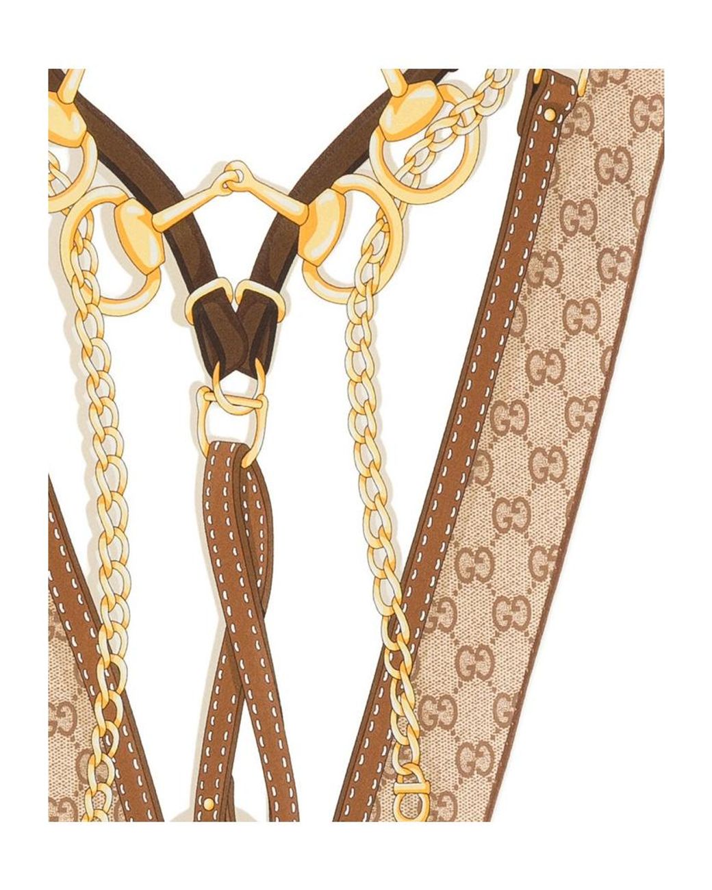 Gucci Metallic Gg Supreme Horsebit Printed Scarf-Style Belt