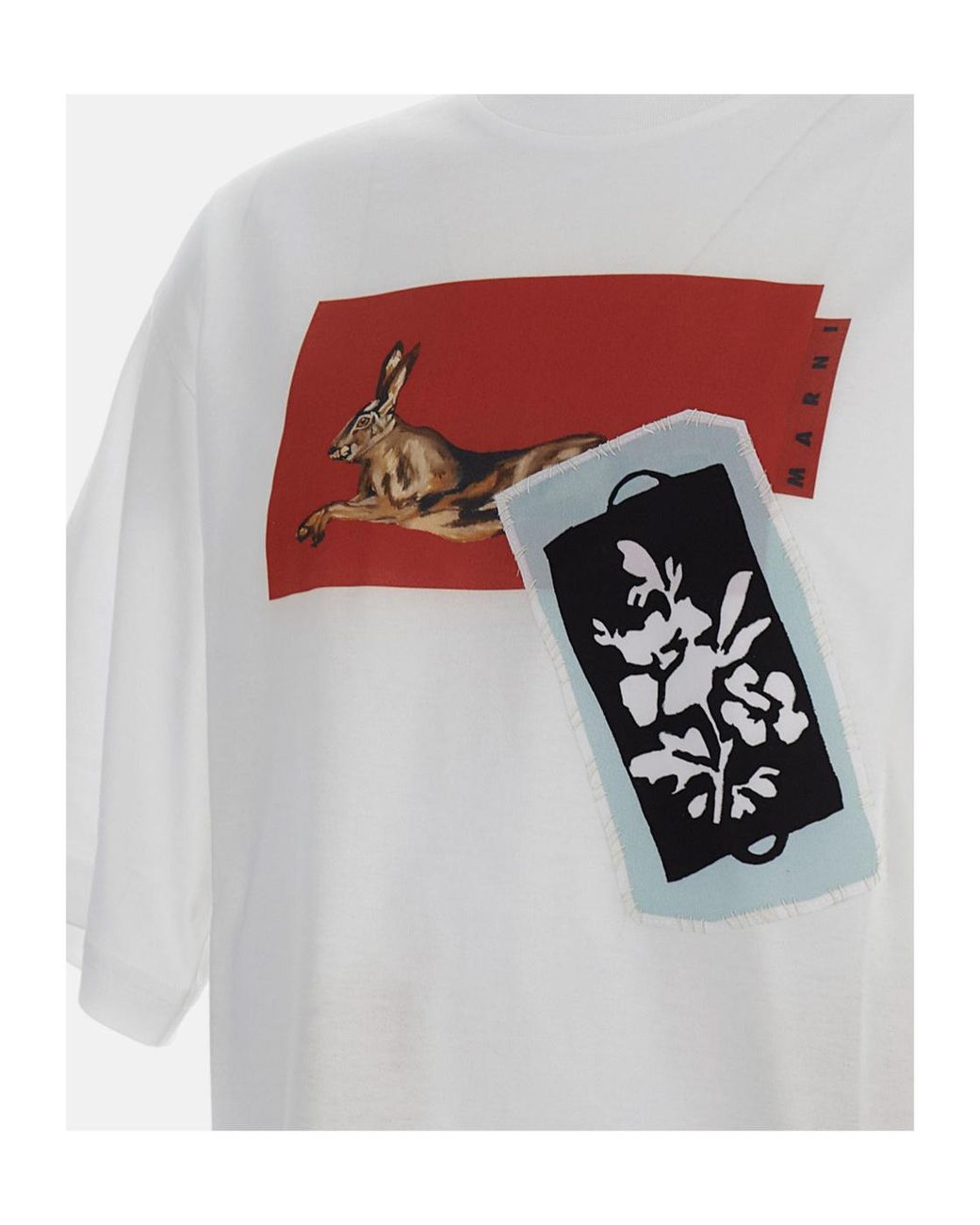 Marni White Graphic Printed T-Shirt for men