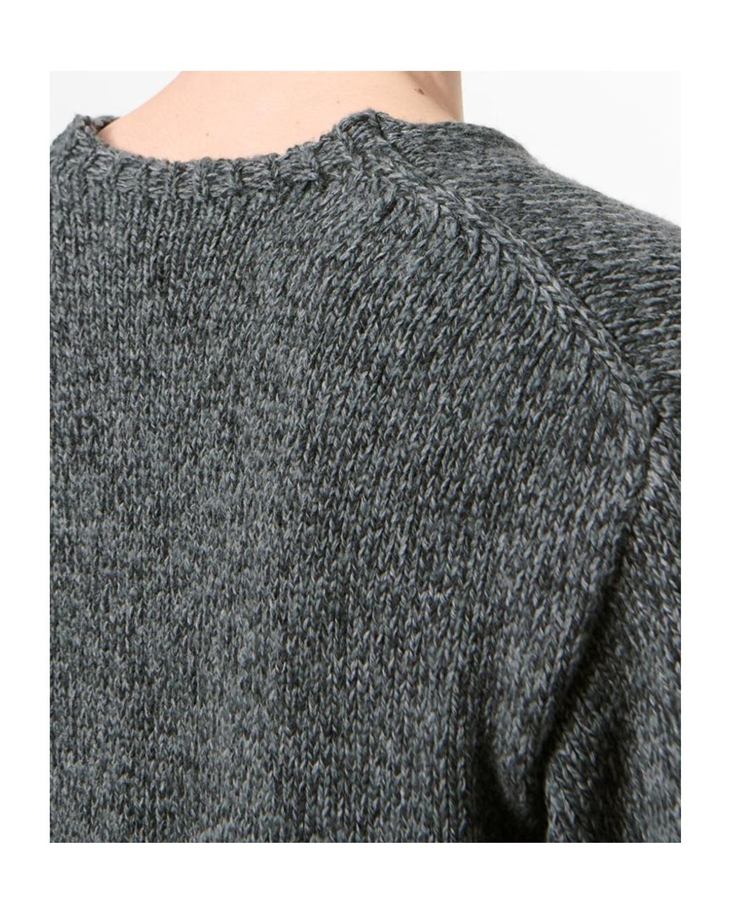 Our Legacy Gray Slub V-Neck Knitted Sweater for men