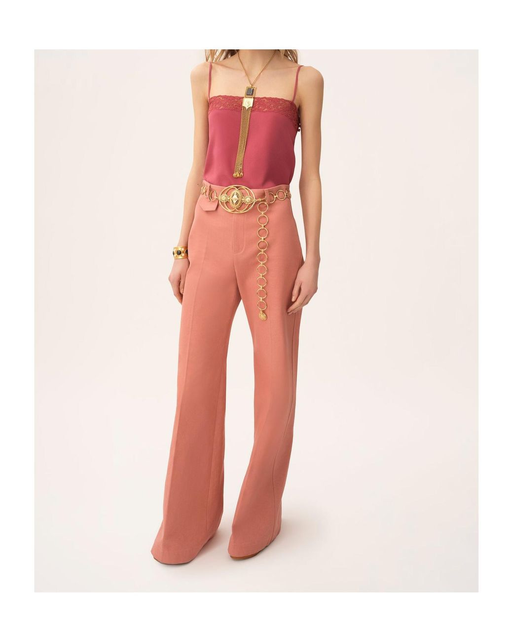 Chloé Pink Chloé Pa 06 High-Rise Flared Pants